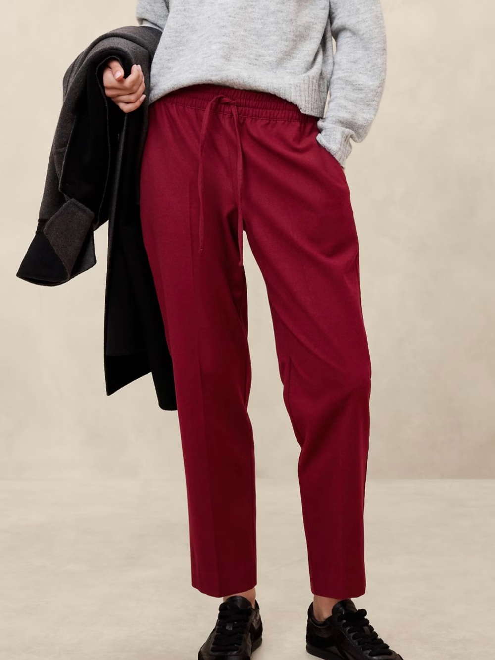 Banana Republic Women's Flannel Taper-Leg Trouser Pants in Red #451